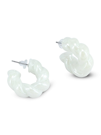 White Half Hoop Earrings