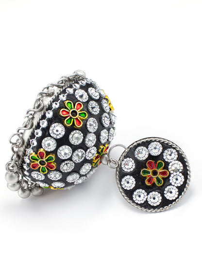 Black & Yellow Beads Drop Jhumka Earrings