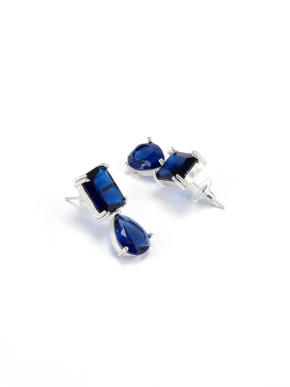 Blue Stone Studded Teardrop Earrings