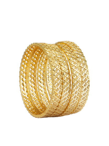 Set of 4 Gold Plated Anti-Tarnish Brass Bangles