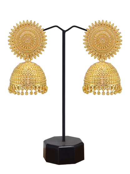 Gold Plated Sun Floral Jhumka Earrings