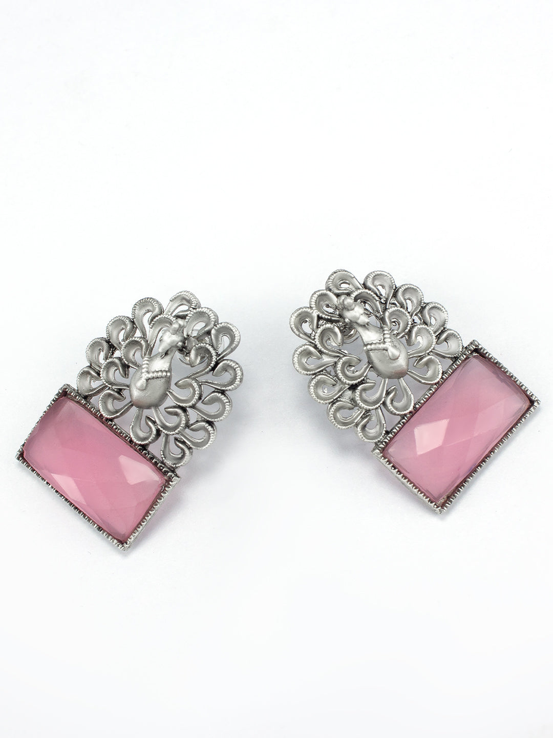Pink Monalisa Peacock Drop Earrings