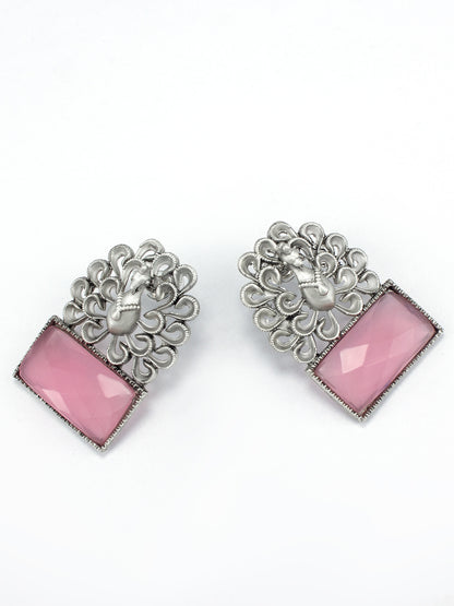 Pink Monalisa Peacock Drop Earrings