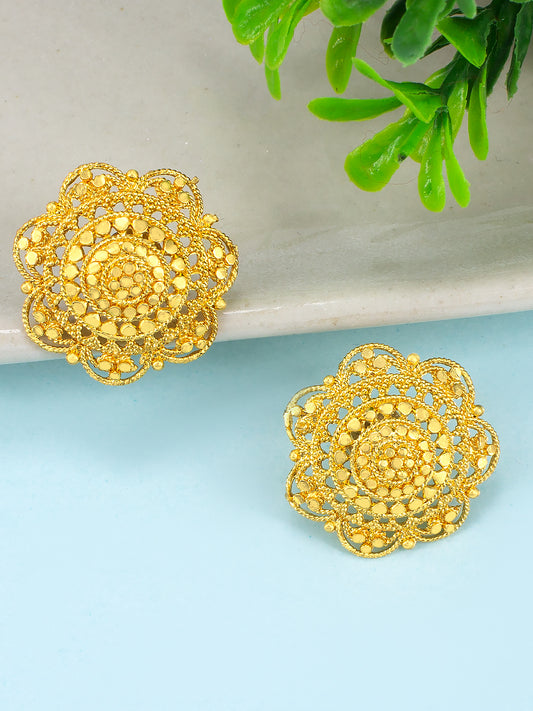 Gold Plated Floral Stud Earrings