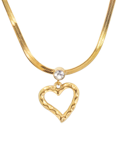 AD Heart Stainless Steel Trendy Chain Necklace