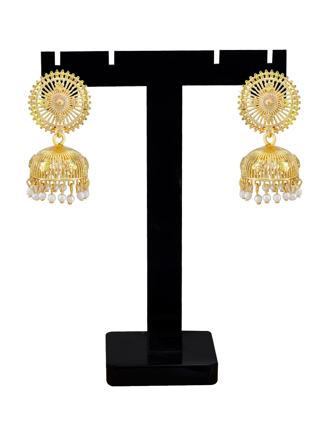 Gold Plated Sun Floral Jhumka Earrings