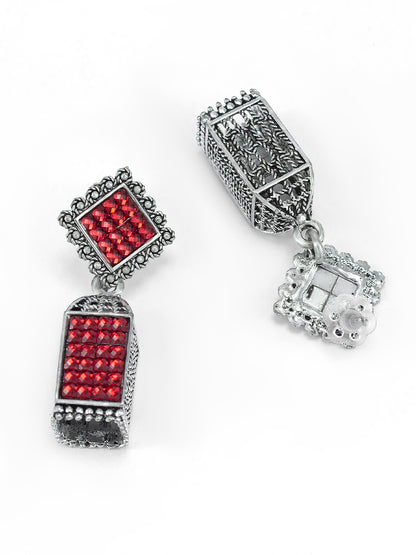 Red Square Drop Earrings