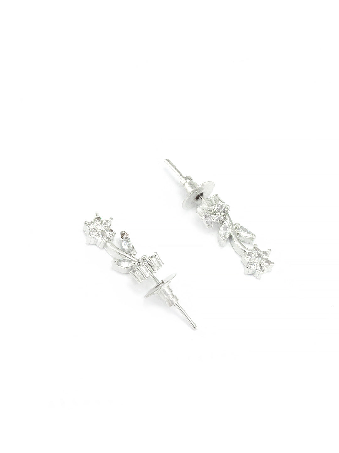 Rhodium Plated Floral American Diamond Jewellery Set