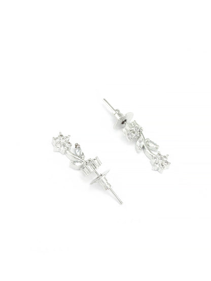 Rhodium Plated Floral American Diamond Jewellery Set