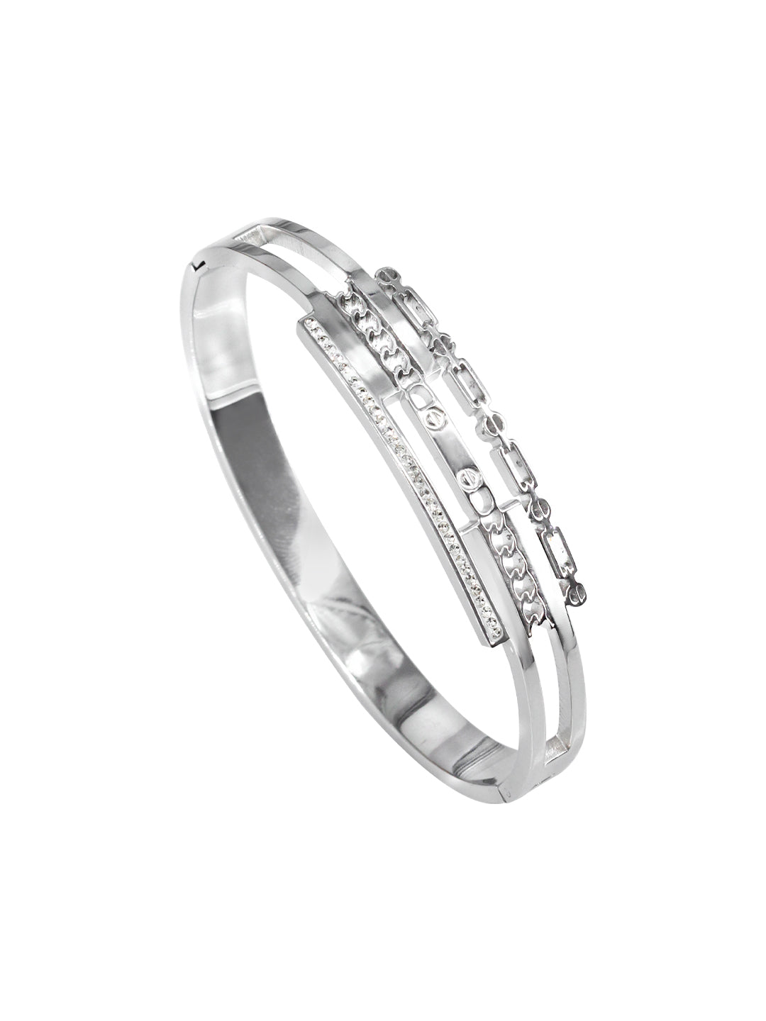 Stainless Steel Anti Tarnish American Diamond Openable Bracelet