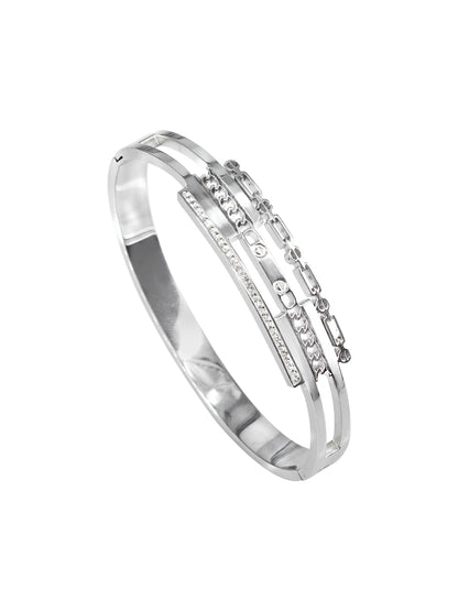 Stainless Steel Anti Tarnish American Diamond Openable Bracelet