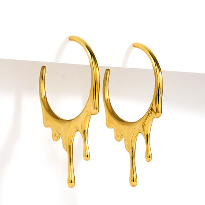 Gold Plated Drip Half Hoop Trendy Earrings
