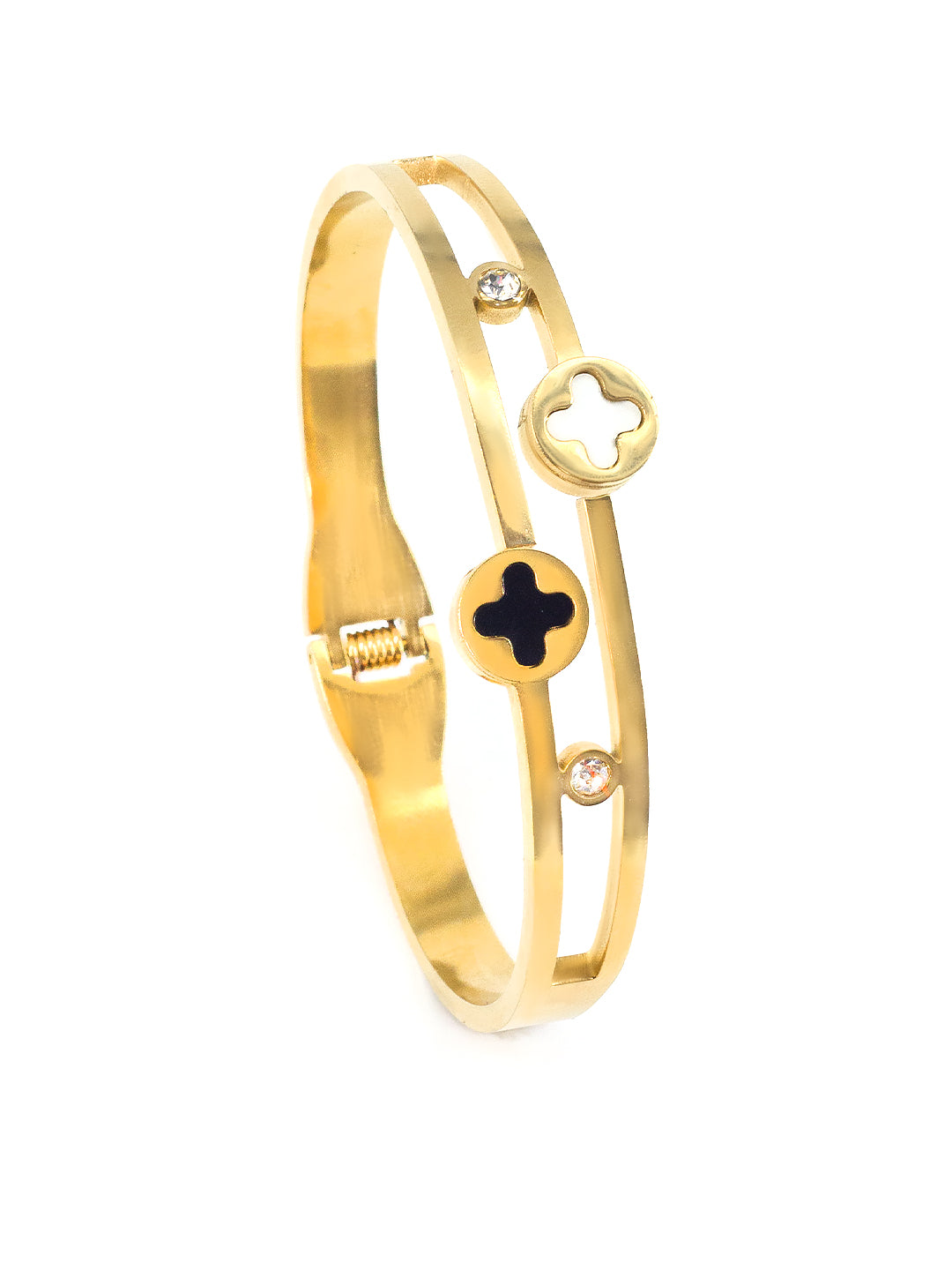 Anti Tarnish Four Leaf Clover Openable Bracelet