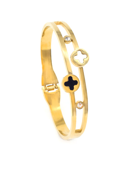 Anti Tarnish Four Leaf Clover Openable Bracelet