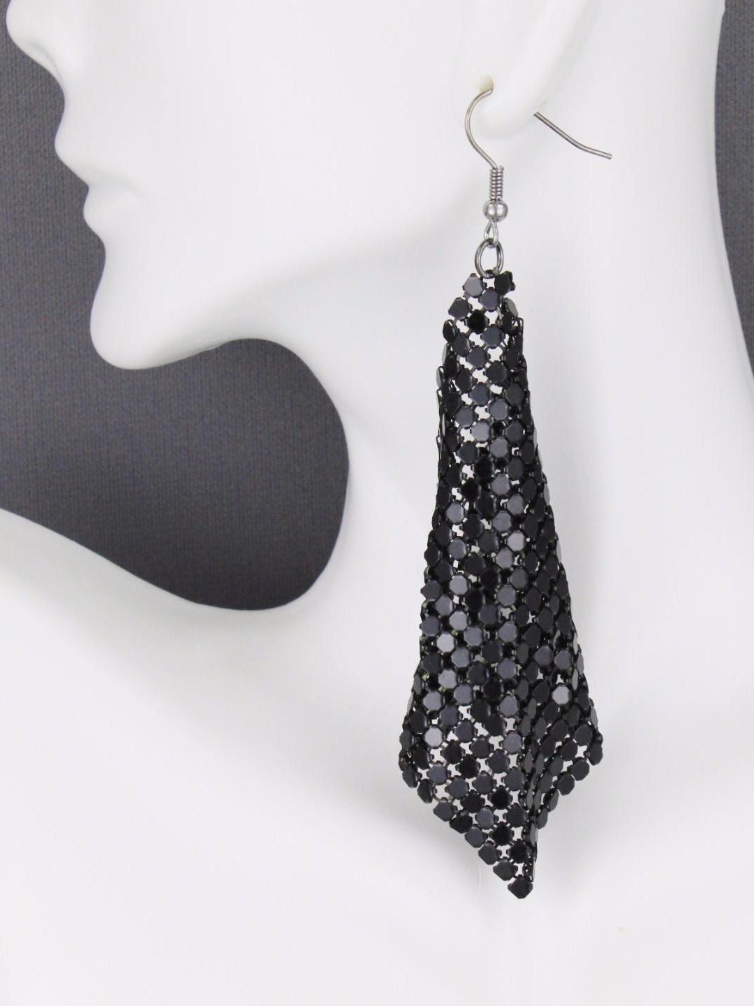 Black Mesh Drop Earrings