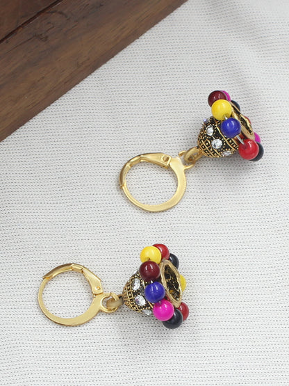 Circular Beaded Hoop Jhumka Earrings