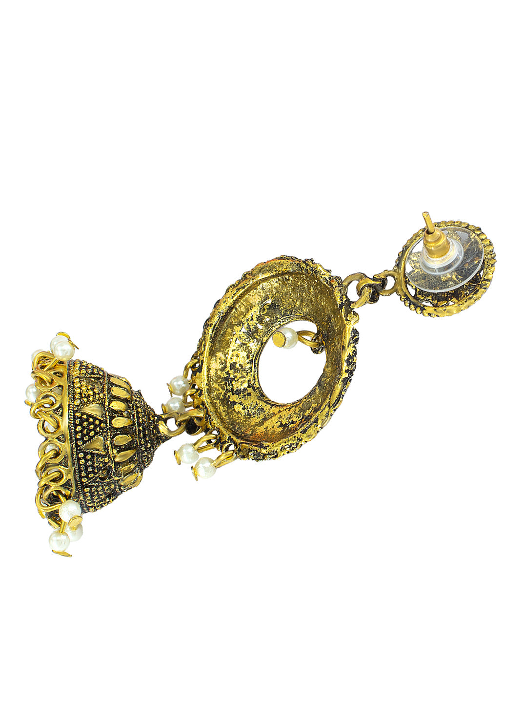 Antique Floral Beads Drop Jhumka Earrings