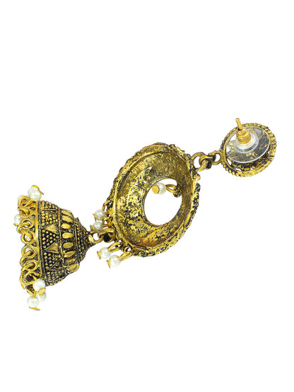 Antique Floral Beads Drop Jhumka Earrings