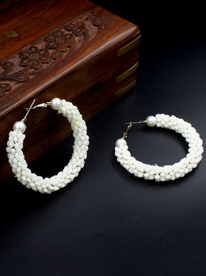 Faux Pearls & Shells Hoop Earrings