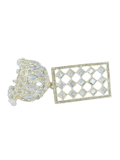 Rectangular Beads Drop Jhumka Earrings
