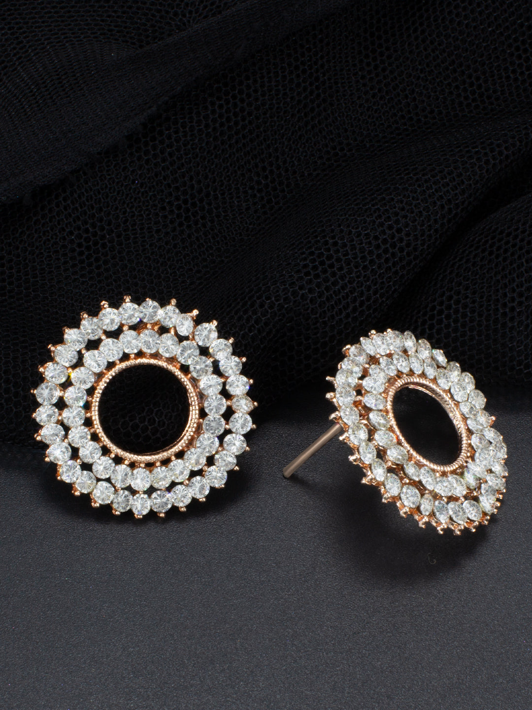 Circular CZ Stud Earrings