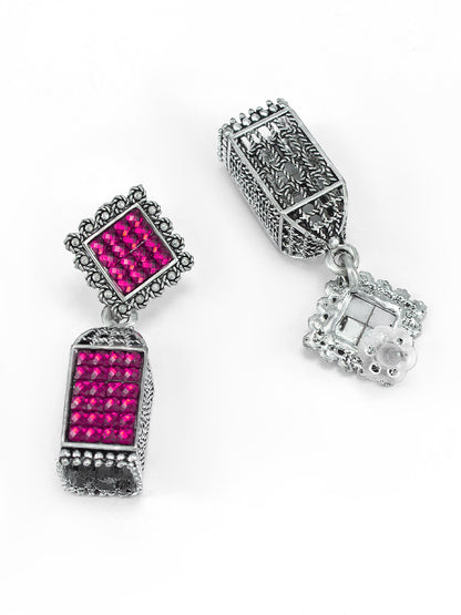 Pink Square Drop Earrings