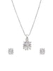 Rhodium Plated Square American Diamond Pendant Set
