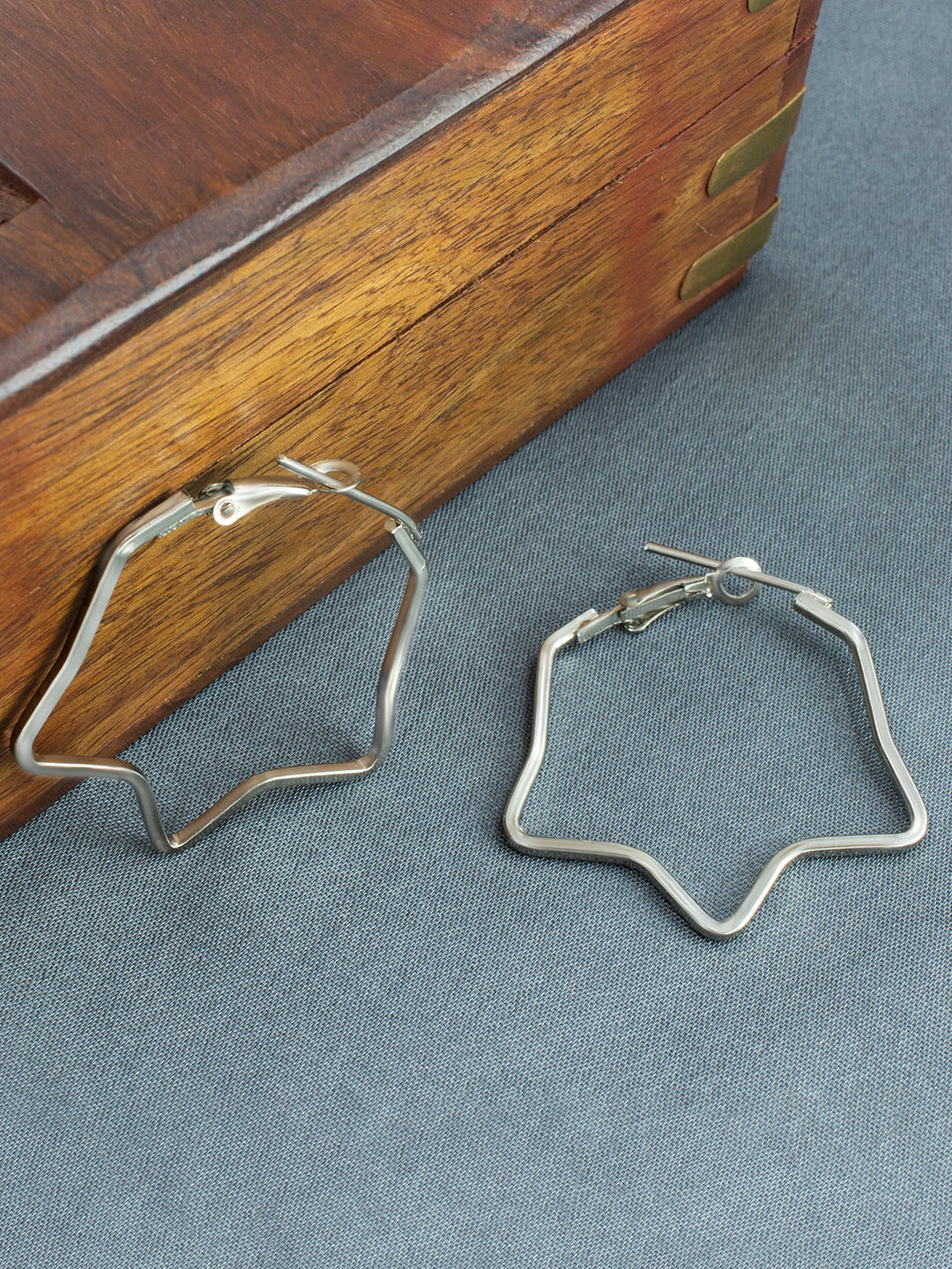 Silver Plated Star Hoop Earrings