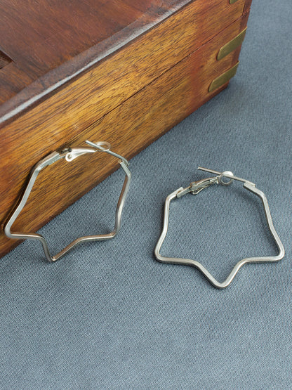 Silver Plated Star Hoop Earrings