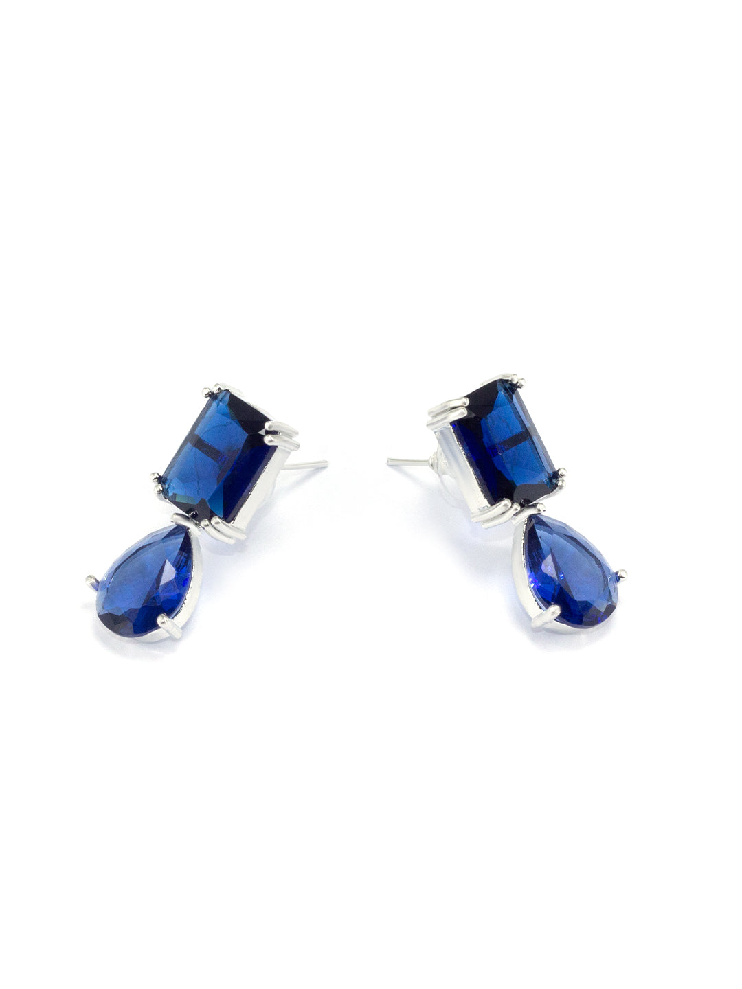 Blue Stone Studded Teardrop Earrings