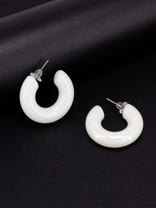 White Half Hoop Earrings