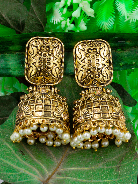 Floral Beads Drop Jhumka Earrings