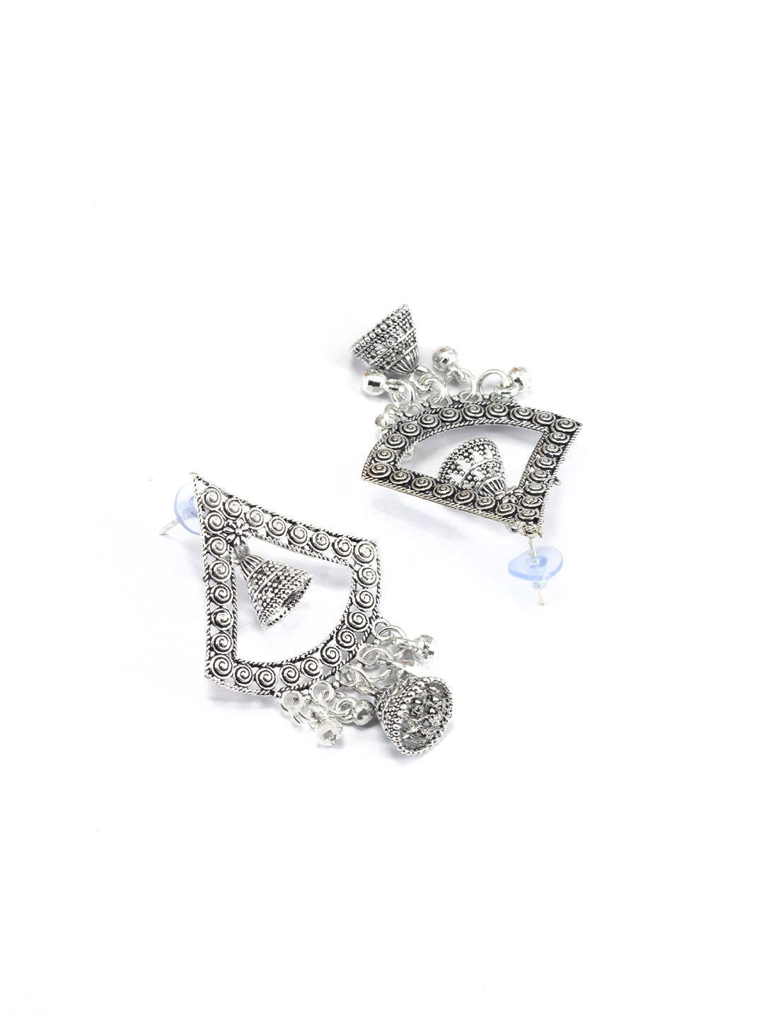 Silver Oxidized Boho Style Jhumki Earrings
