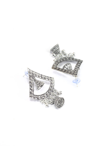 Silver Oxidized Boho Style Jhumki Earrings