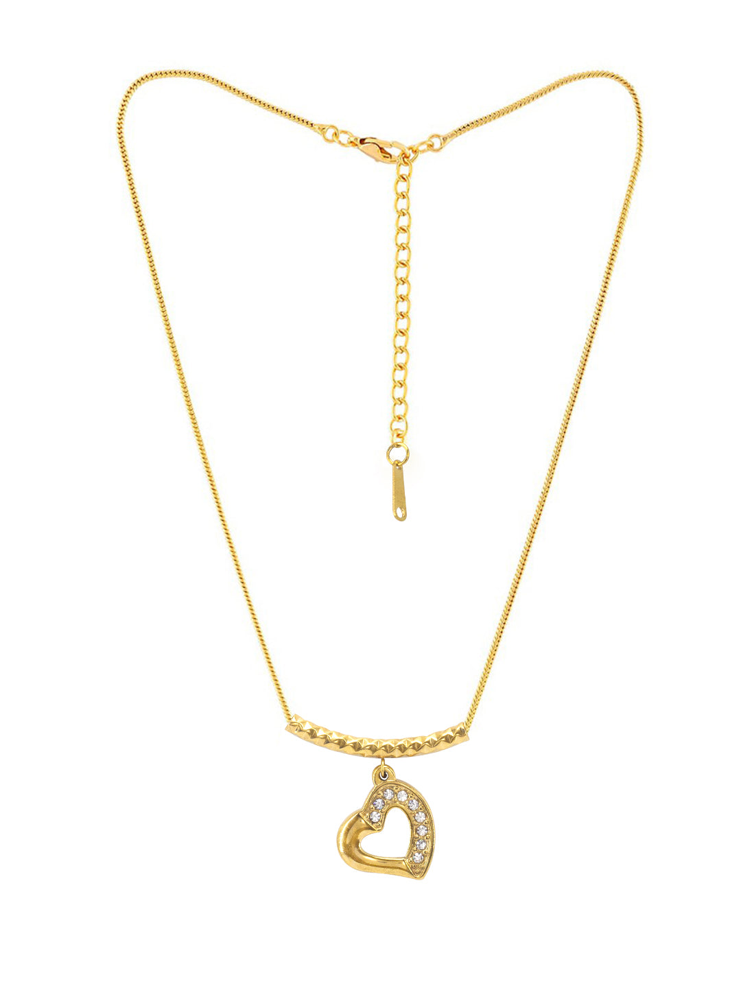 Stainless-Steel AD Heart Trendy Chain Necklace