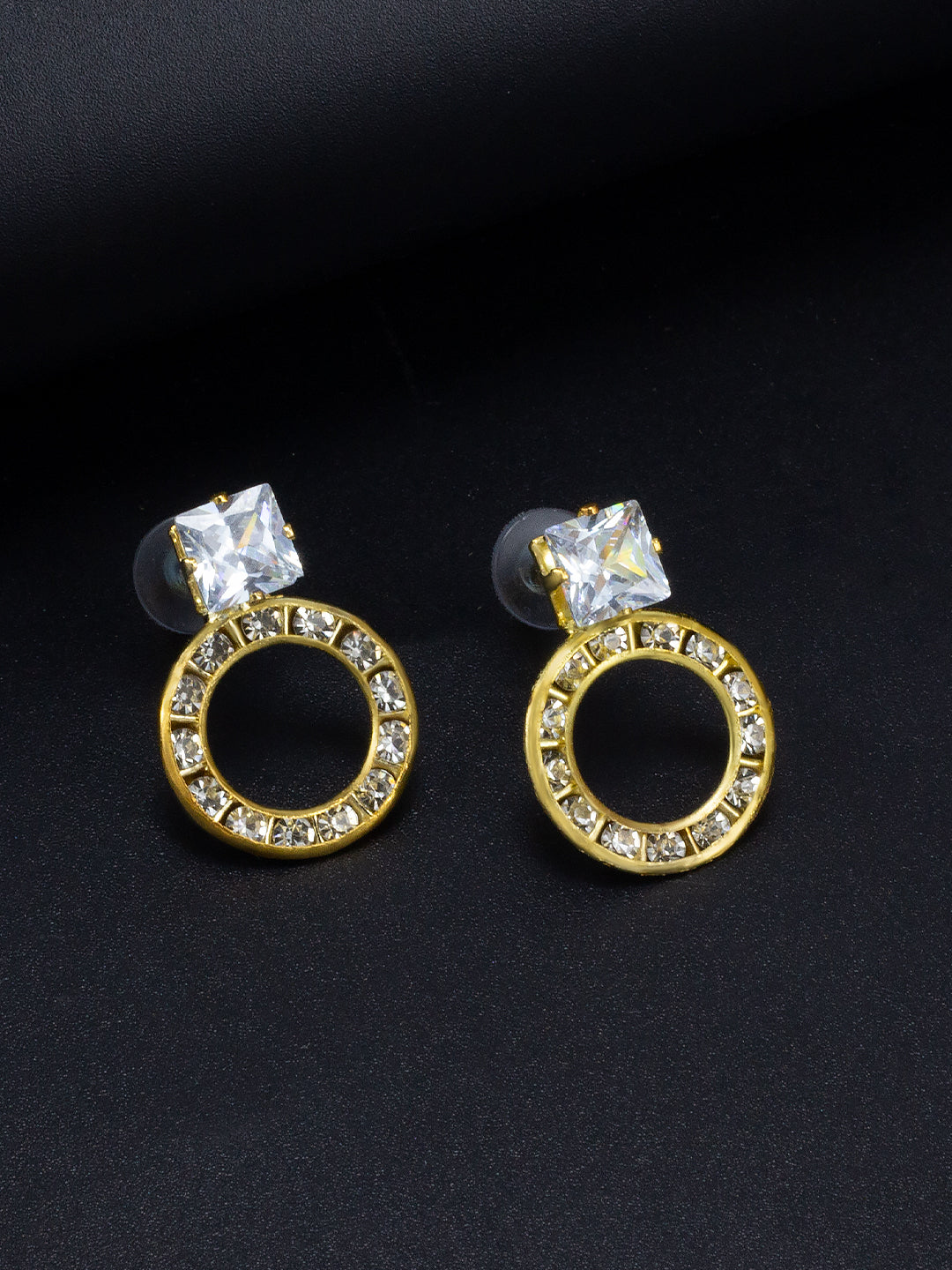 CZ Circular Drop Earrings