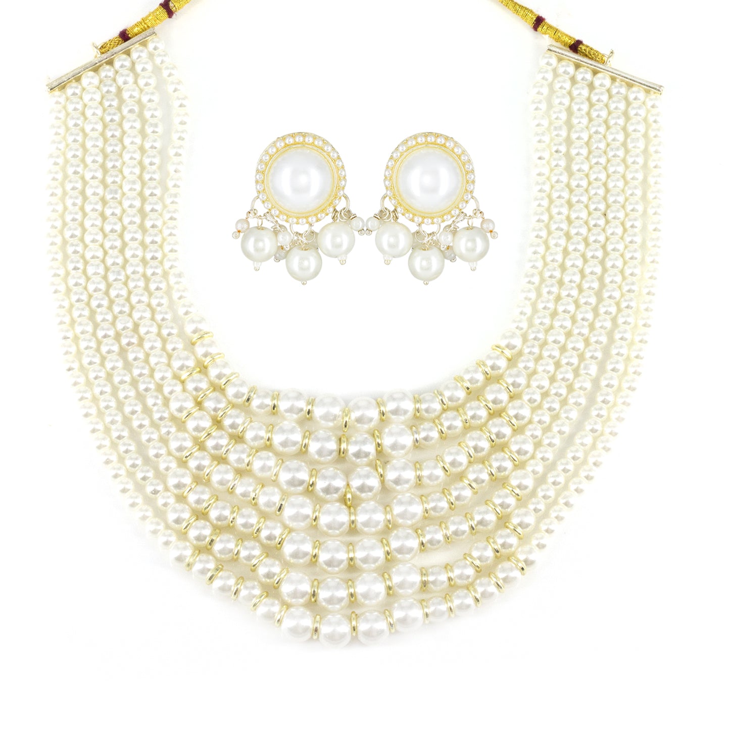 Multi Layered Pearl Beaded Choker Jewellery Set