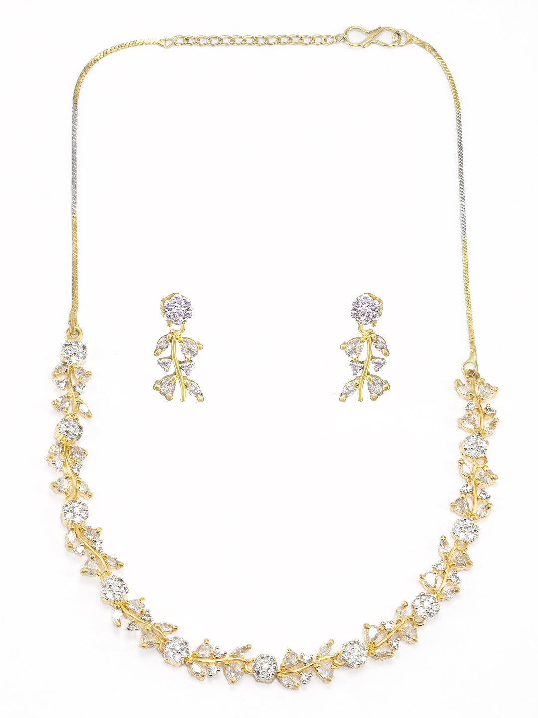 Golden Floral AD Jewellery Set
