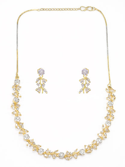 Golden Floral AD Jewellery Set