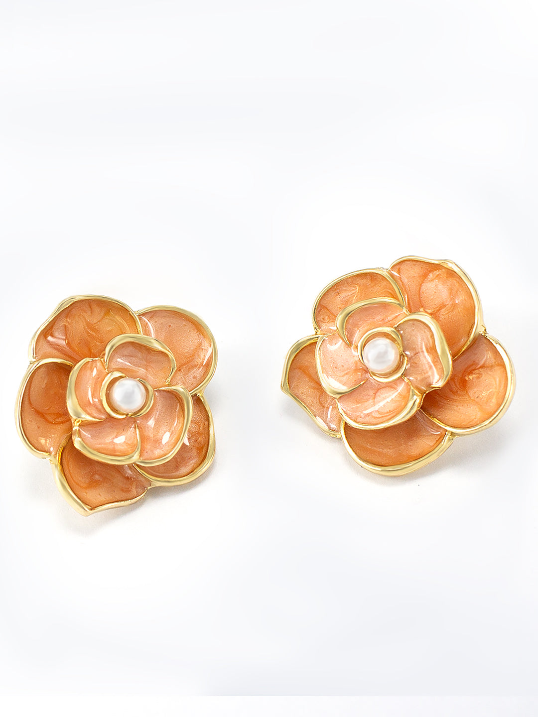 Gold-Plated Floral Studs Earrings