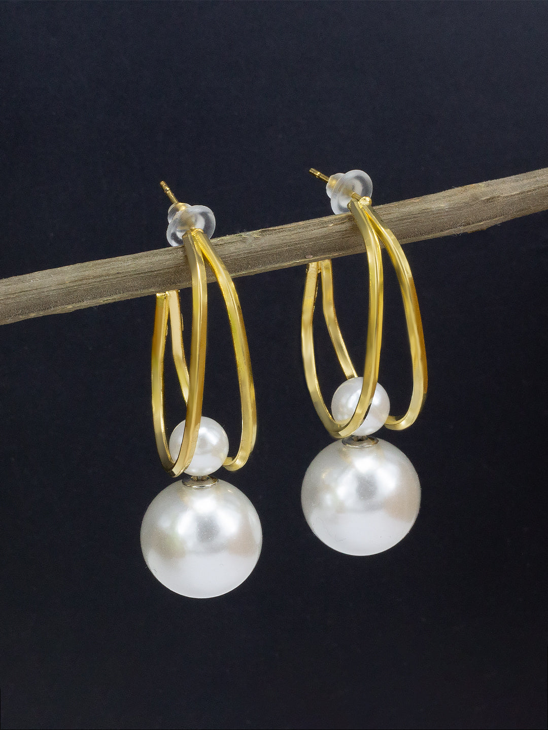 Pearl Half Hoop Earrings