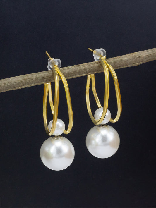 Pearl Half Hoop Earrings