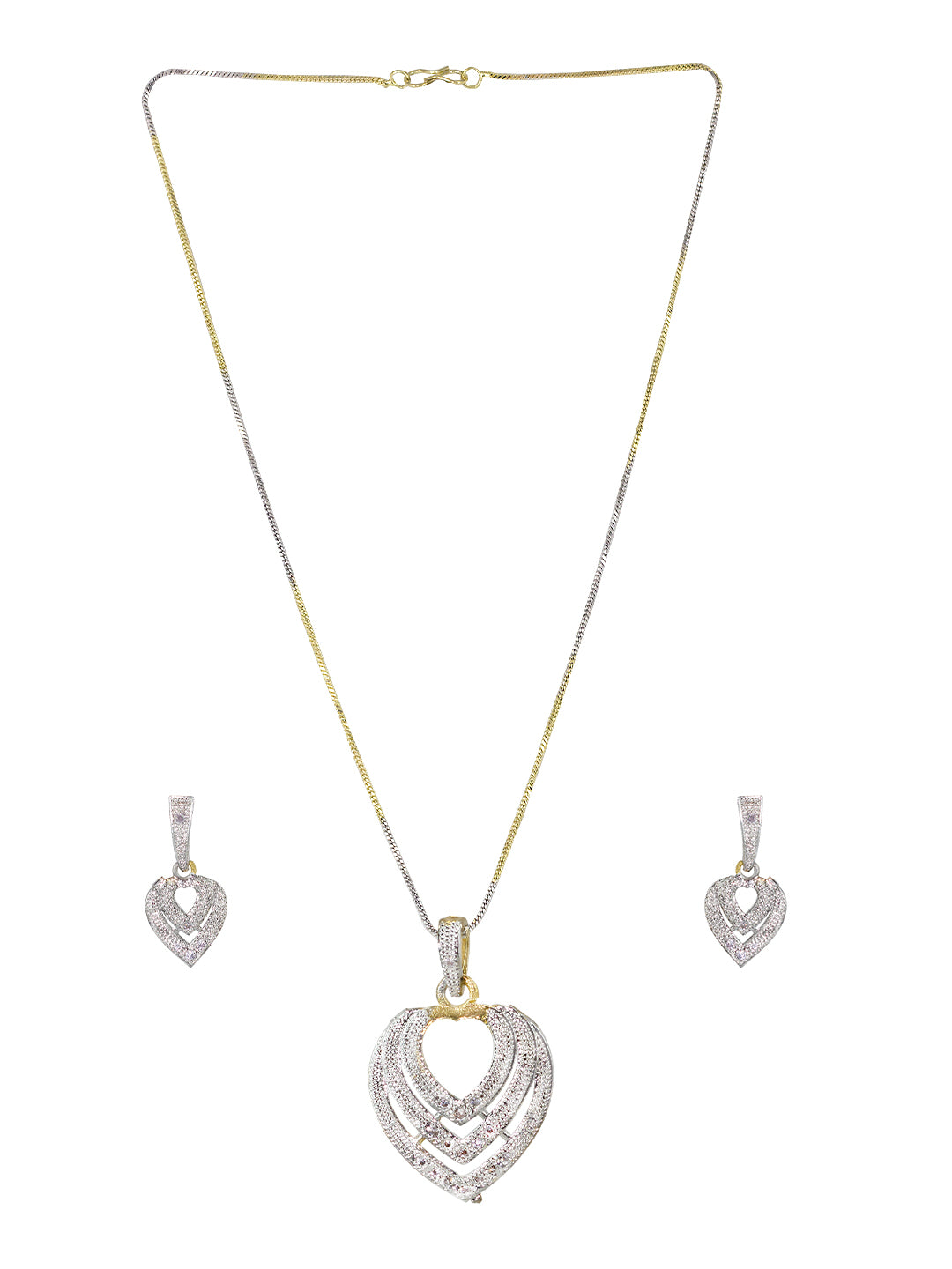 Gold Plated Heart AD Pendant Set