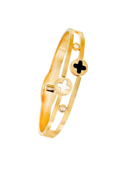 Anti Tarnish Four Leaf Clover Openable Bracelet