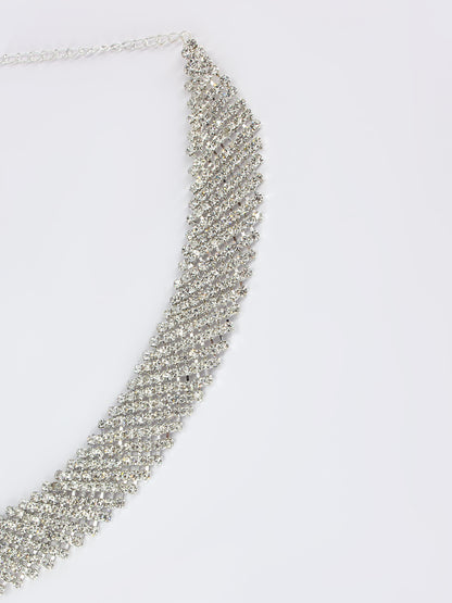 Silver Plated CZ Studded Jewellery Set