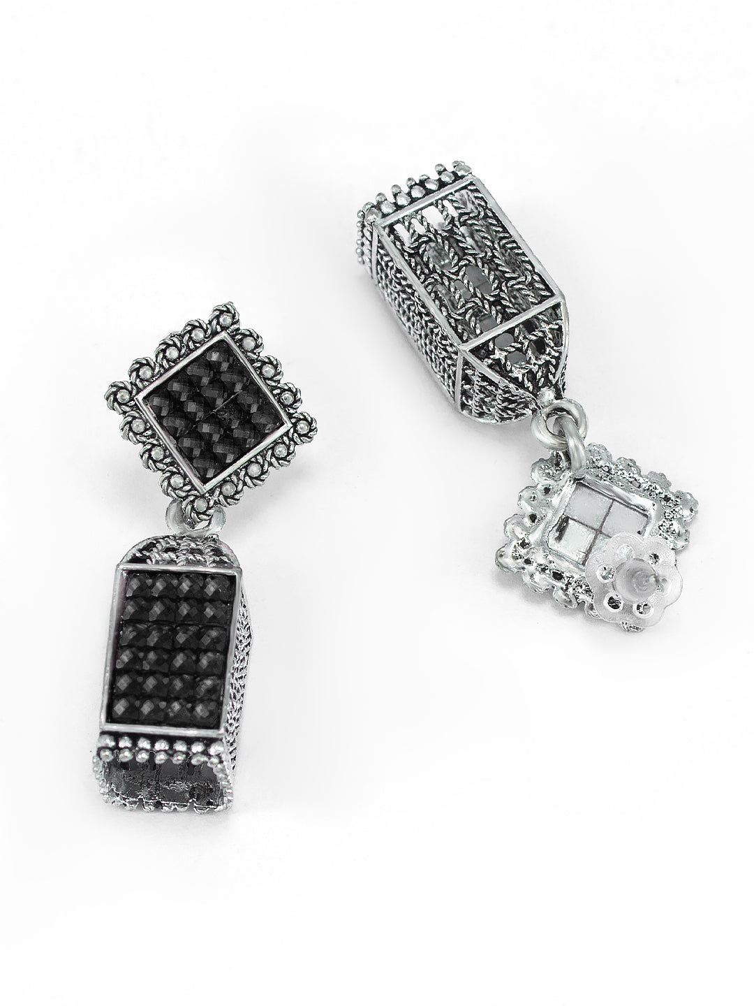 Black Square Drop Earrings