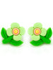 Green Metal Floral Studs Earrings