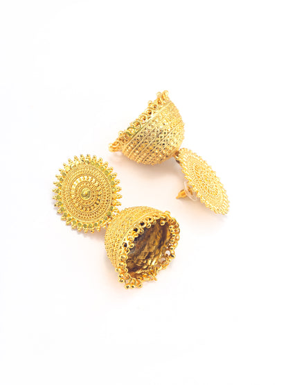 Gold Plated Sun Floral Jhumka Earrings
