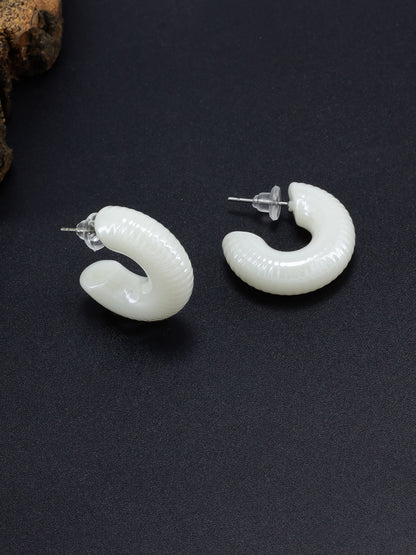 White Half Hoop Earrings