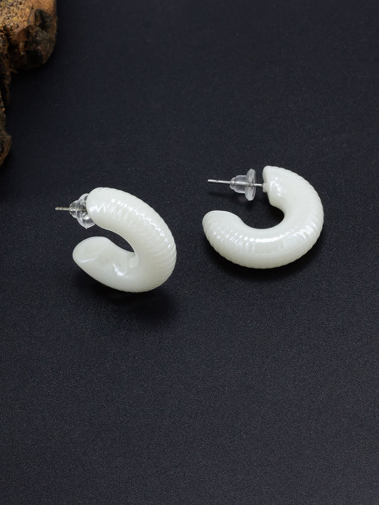 White Half Hoop Earrings